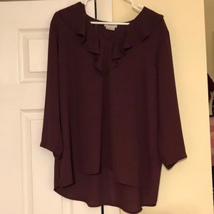 Wine colored flowy top Van Heusen